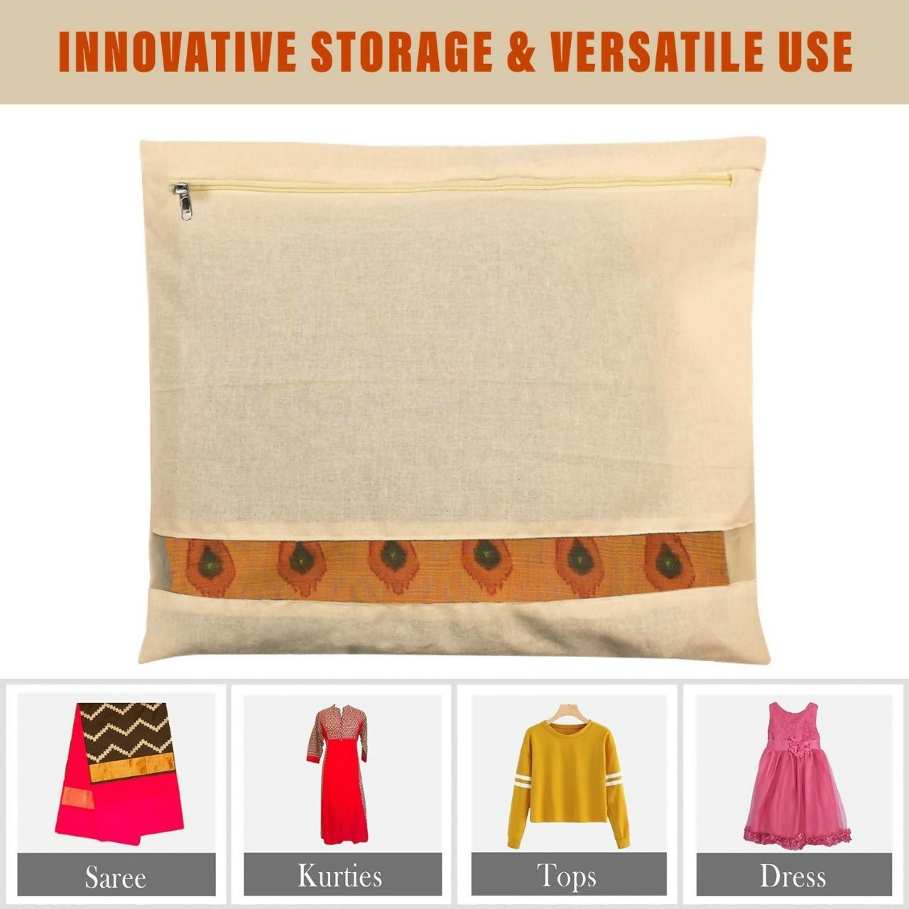 Saree Storage Bags with Zip Closure – Pack of 6, Multipurpose Protection