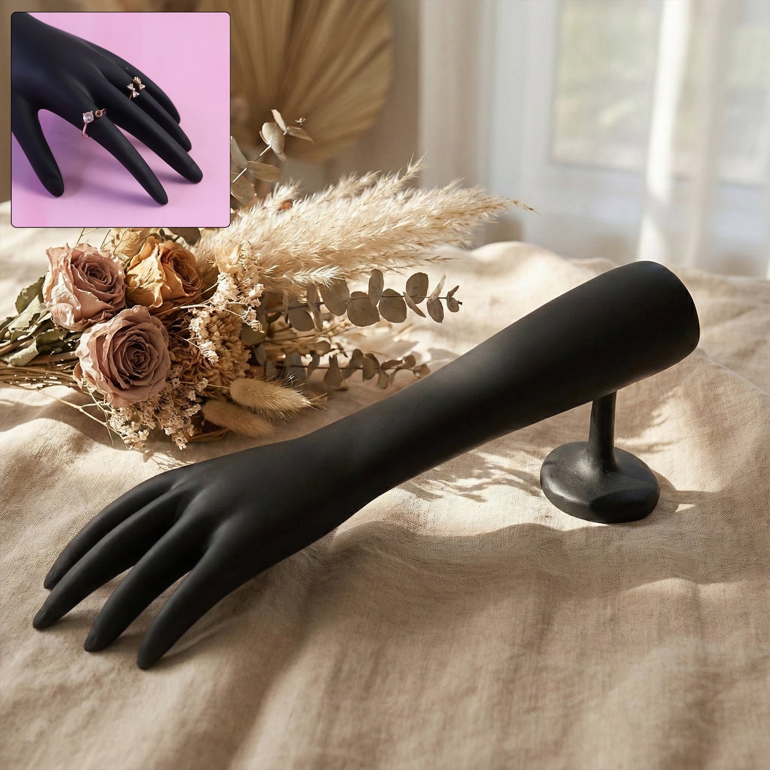 Black Hand Jewelry Display Stand – Elegant Matte Finish Organizer