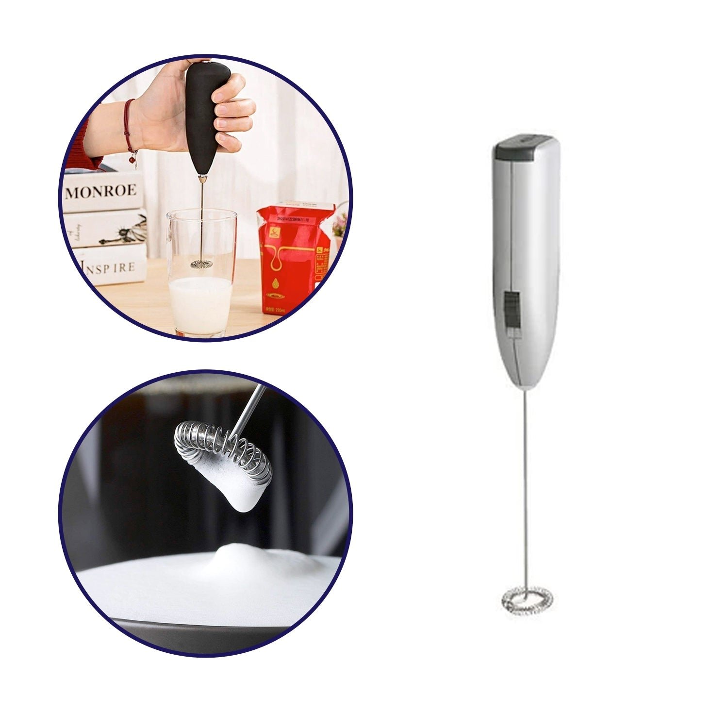 Electric Milk Frother – Handheld Wand Mixer for Coffee | Grippy