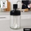 Glass Storage Jar with Built-In Spoon – Airtight 250ml Container