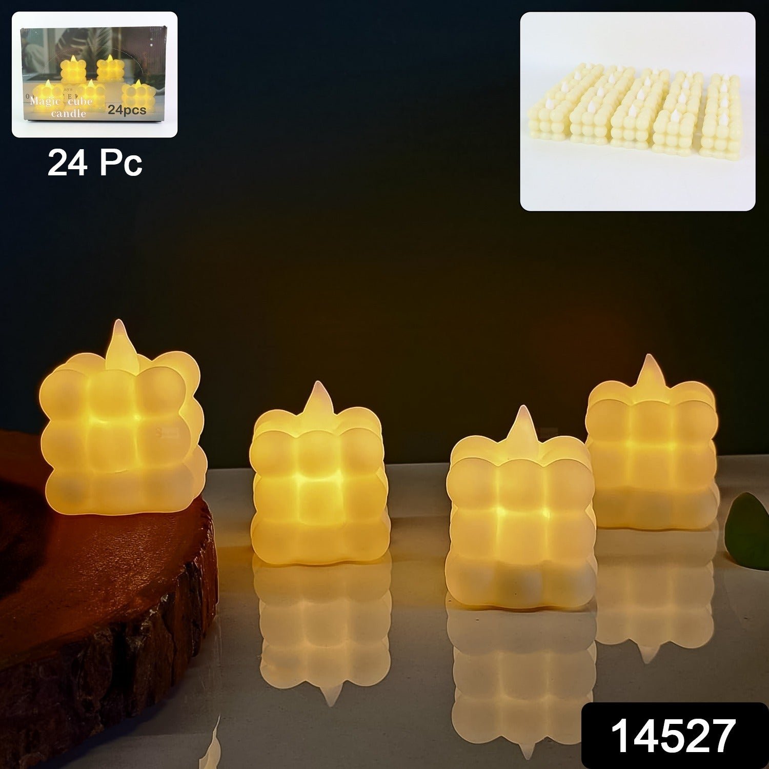 LED Flameless Cube Candles – Set of 24 Decorative Lights