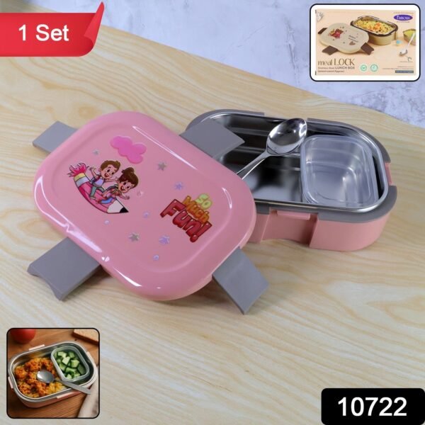 Kids Lunch Box – Stainless Steel Tray & Leak-Proof Snack Pot