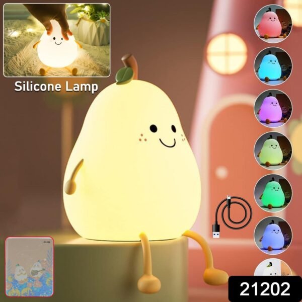 Pear Silicone Night Lamp – Multi-Color LED & Touch Control
