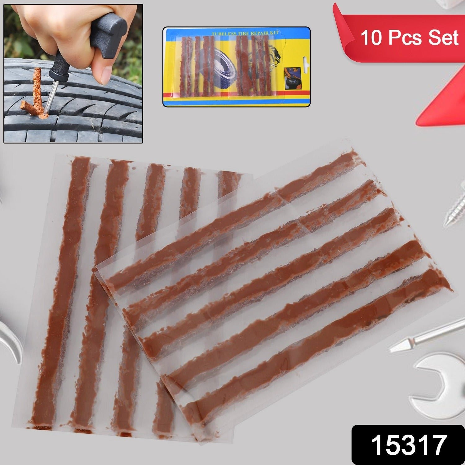 Tire Repair Rubber Strips – Quick Fix for Tubeless Tires 10 Pcs