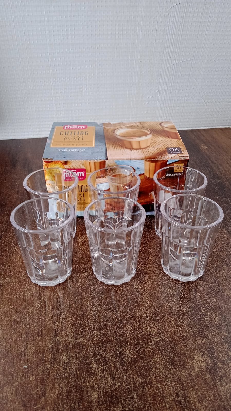 Cutting Chai Pyali Set – 70ML Durable Plastic Tea Glasses (6 Pc)