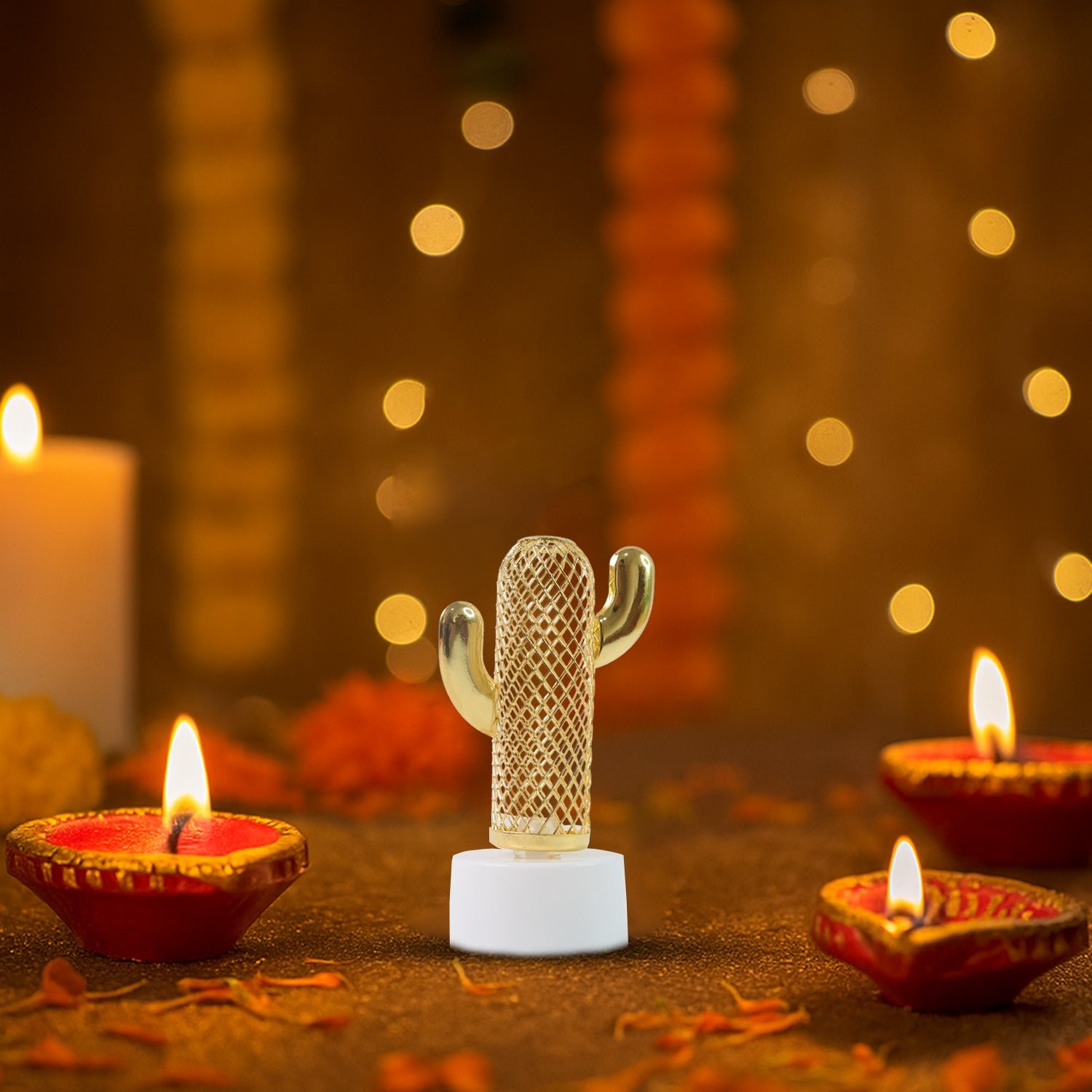 Cactus Shaped Flameless LED Candles – Set of 12 Safe Décor Lights