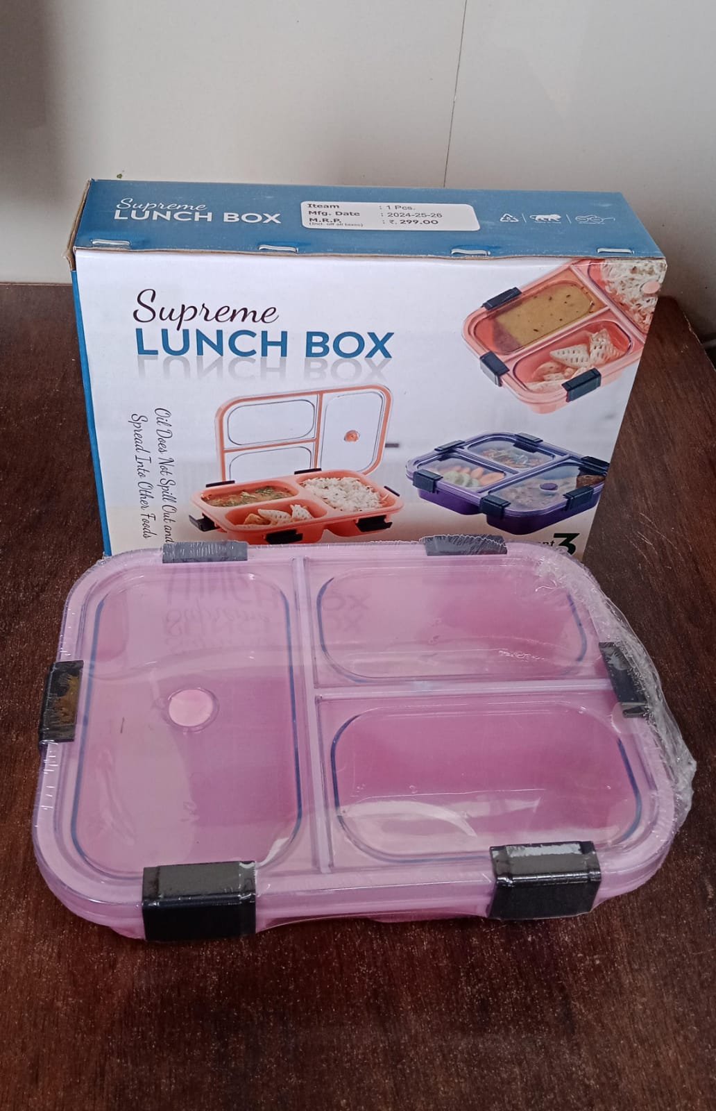 Insulated Lunch Box – 3 Compartment Plastic Tiffin | Lunchie Bunchie