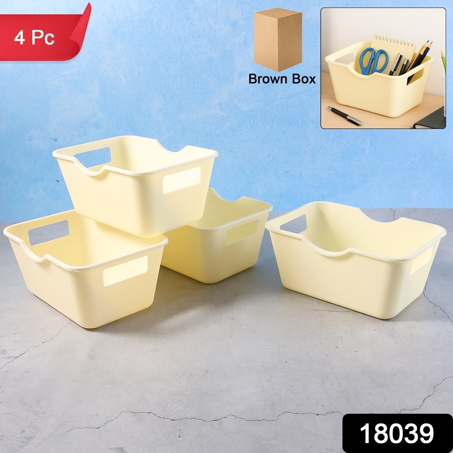 Multi-Purpose Storage Basket – Durable Plastic Organizer with Handles