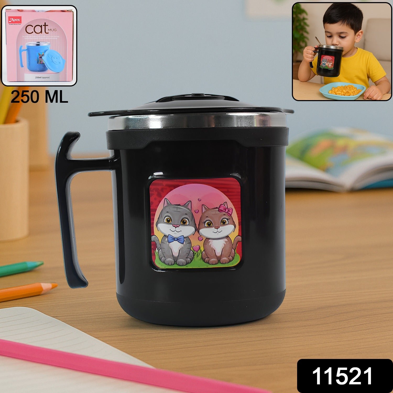 Cat Mug – 250 ml Insulated Stainless Steel for Kids & Gifting