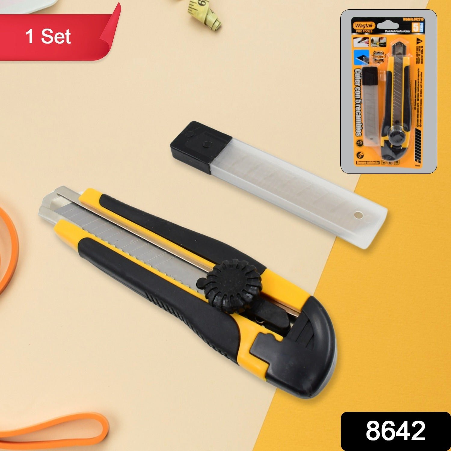 Cutter Knife Set – Heavy Duty Utility Knife with 4 Blades | Wagtail
