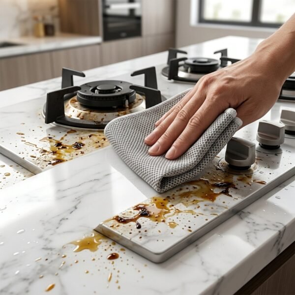 Dual Sided Microfiber Cleaning Towel for Kitchen Countertop Gas Stove (3 Pc Set)