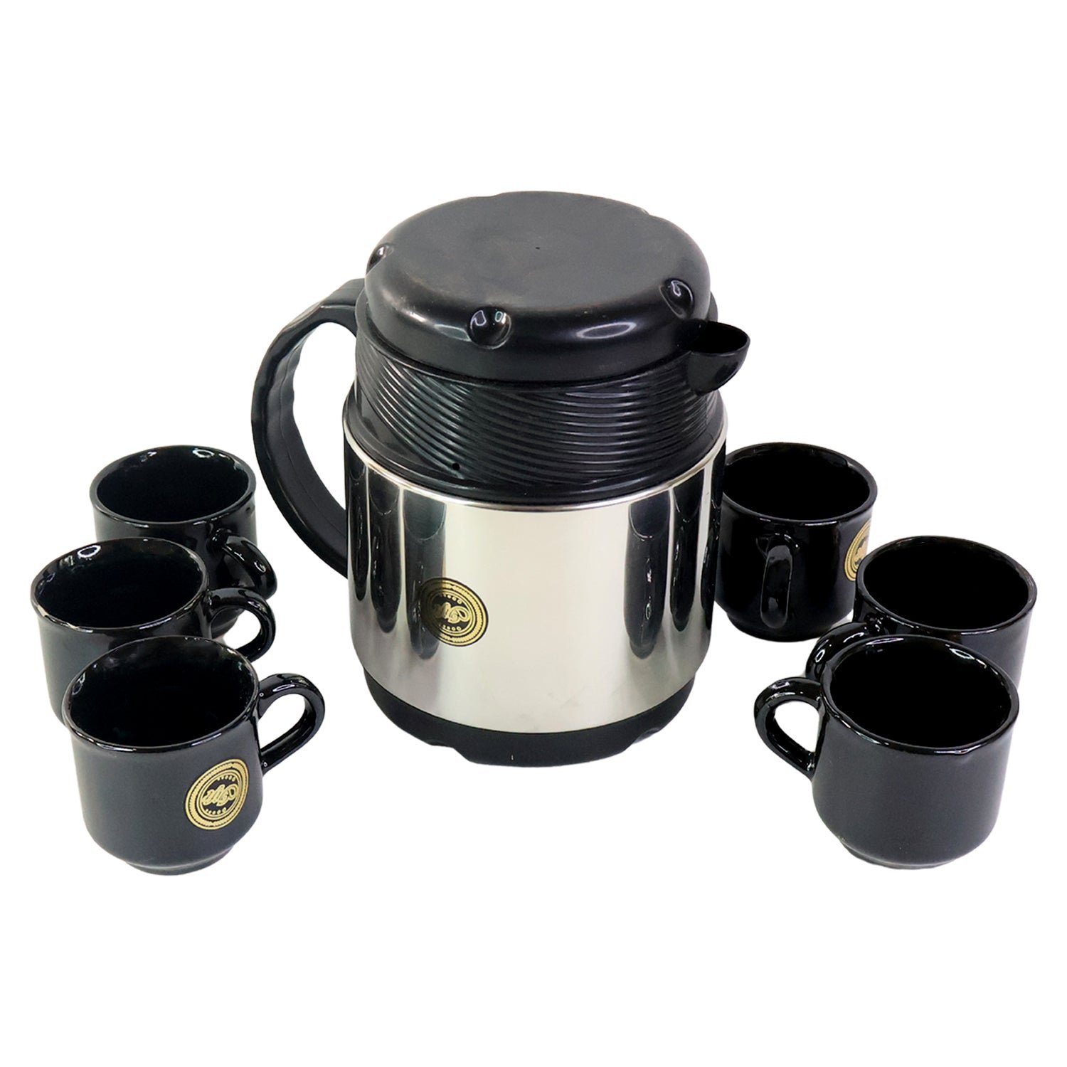 Insulated Thermos Flask with 6 Ceramic Cups – Keeps Drinks Hot