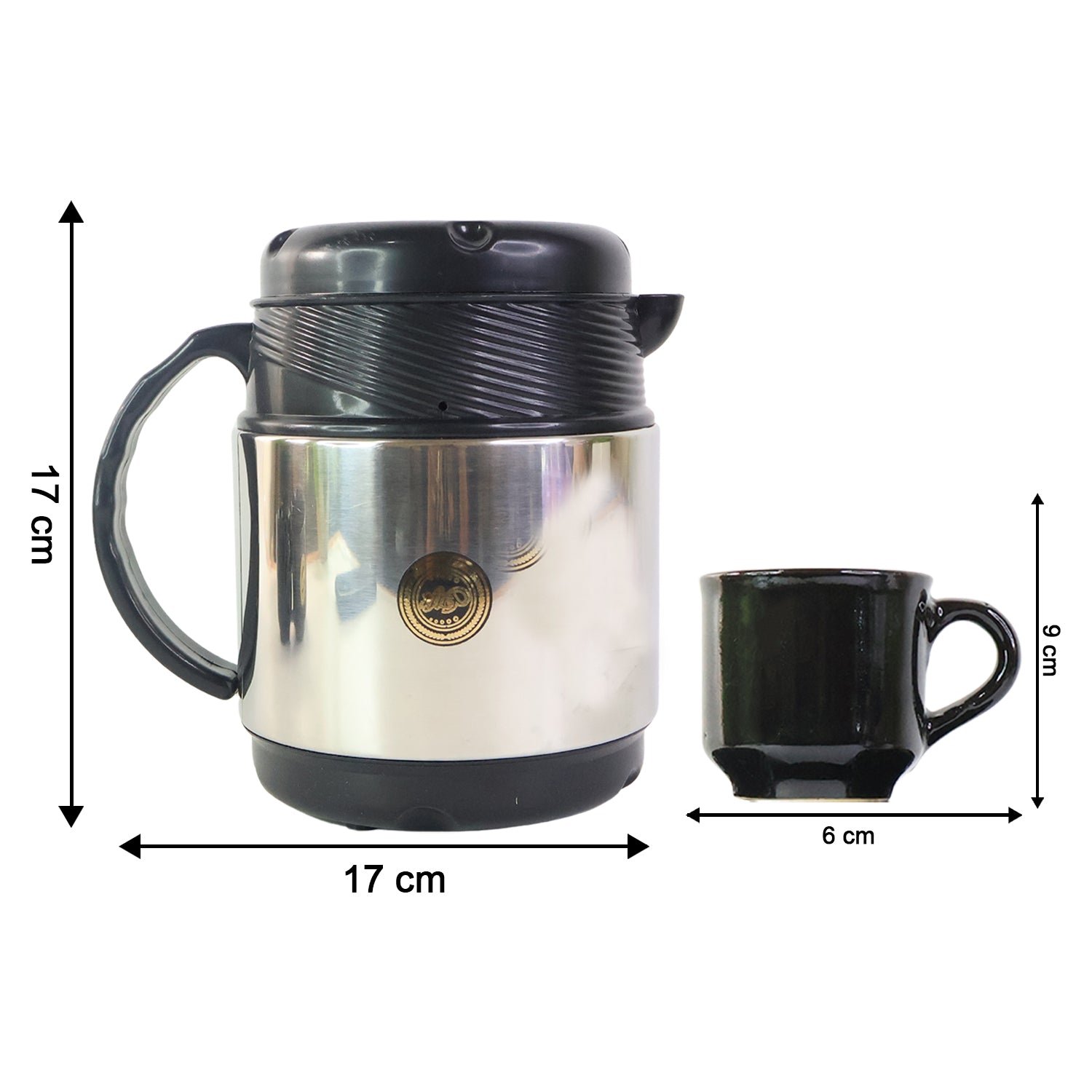 Insulated Thermos Flask with 6 Ceramic Cups – Keeps Drinks Hot