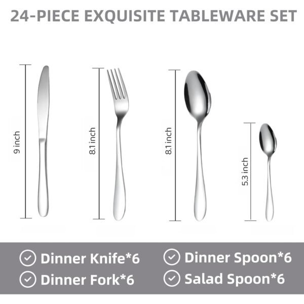 Stainless Steel Cutlery Set – 24 Pc Polished Dinnerware