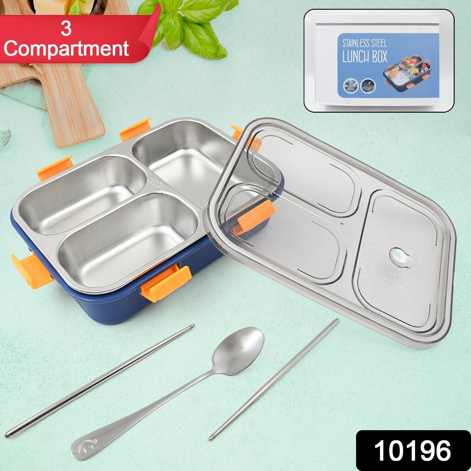Stainless Steel Lunch Box – 3 Compartment, Leak-Proof | Lunchie Bunchie