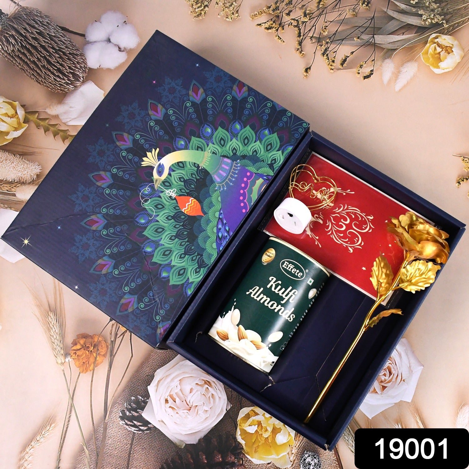d25ebf7c-a10c-4f07-8e21-944a92ba7092 Valentine Gift Box – Heart Light, Chocolates & Golden Flower | Giftoiza