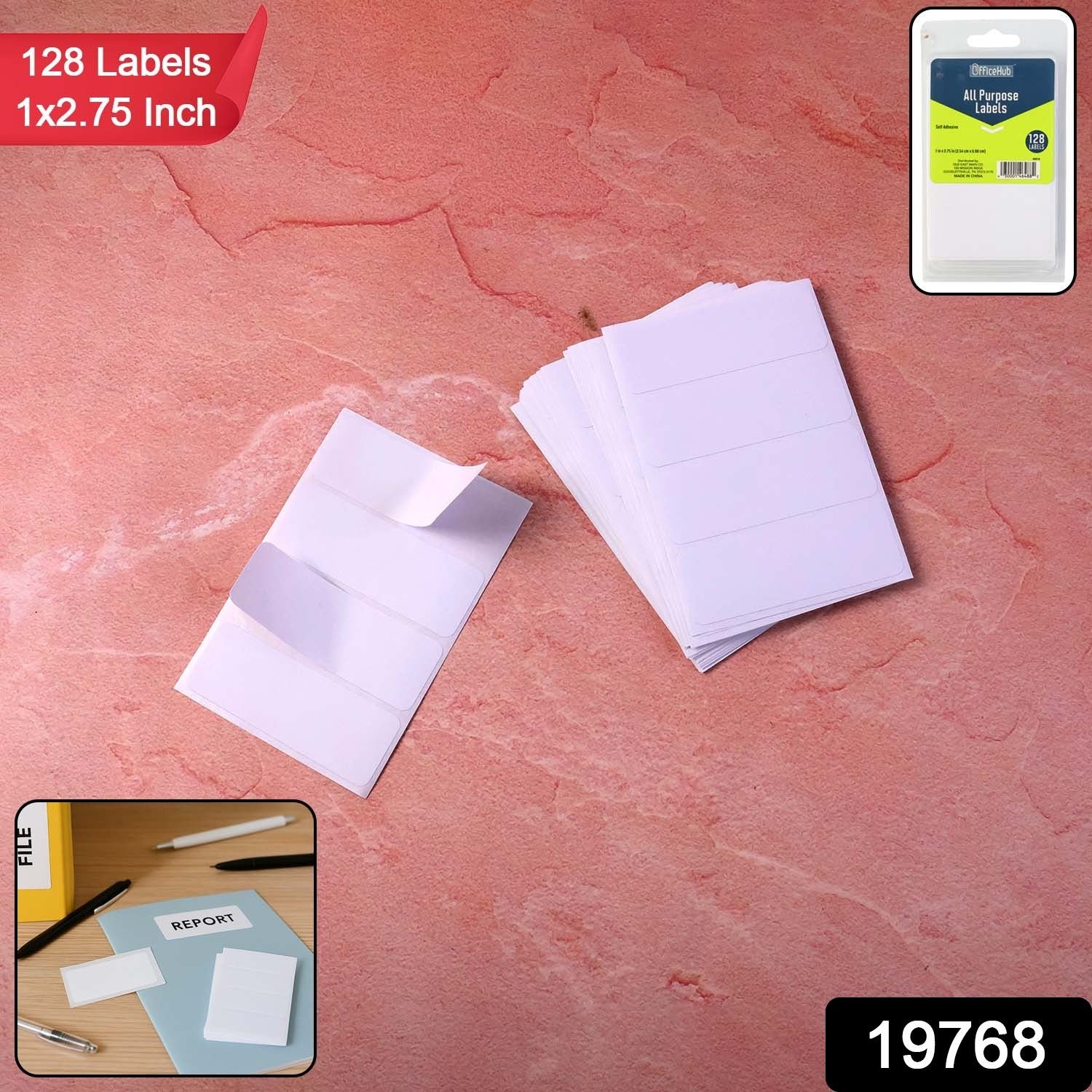 All Purpose Adhesive White Labels – 128 Durable Writable Stickers