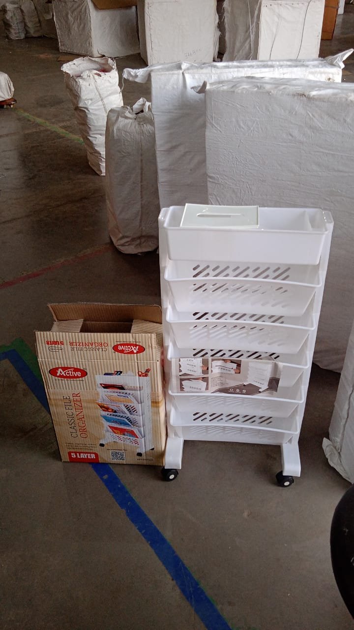 Movable Plastic Bookshelf – Large 5-Tier Rotatable Organizer