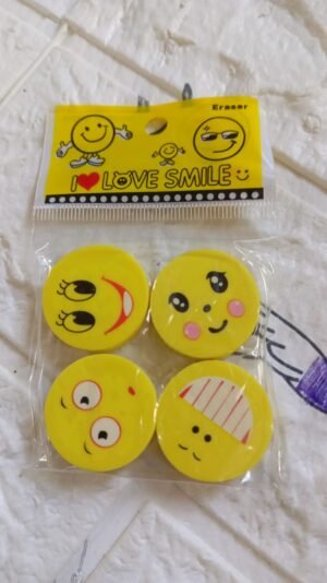 Emoji Eraser Set – Colorful 4pc Fun for Kids' School |