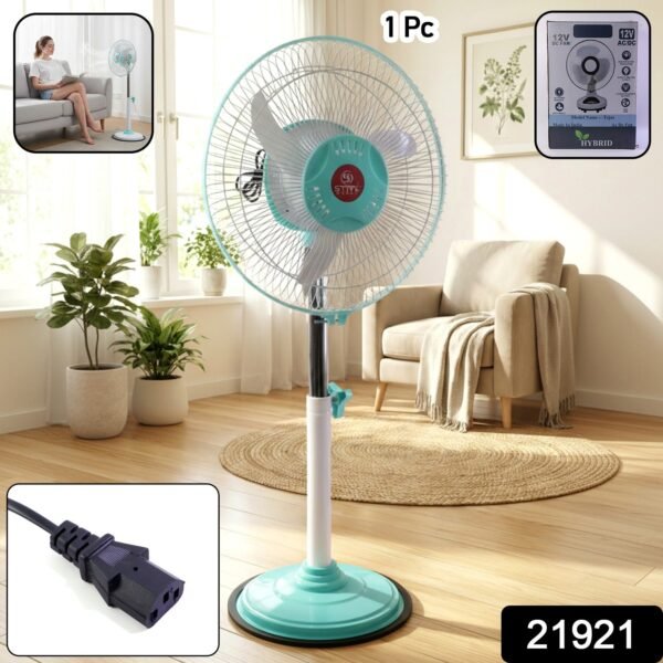 12V DC Hybrid Pedestal Fan – High-Speed Cooling for Home & Office