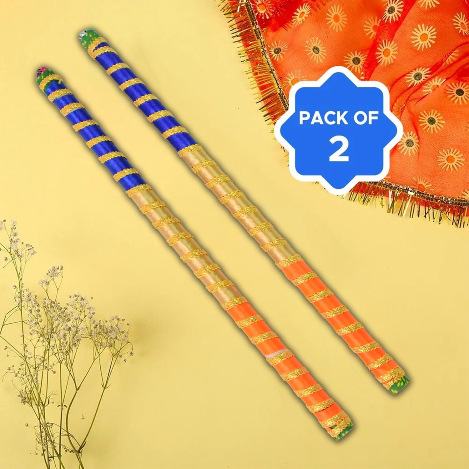Decorative Dandiya Sticks – Colorful Pair for Navratri Garba
