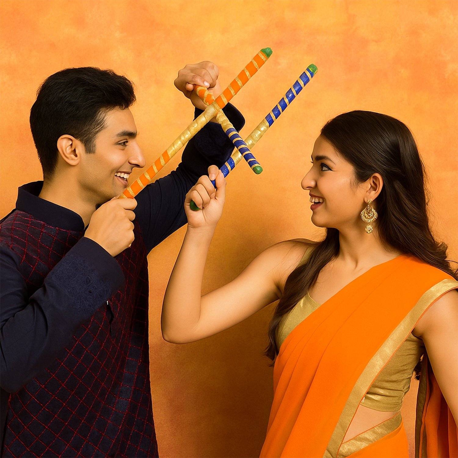 Decorative Dandiya Sticks – Colorful Pair for Navratri Garba
