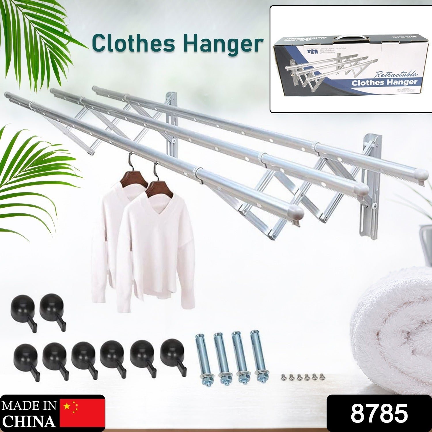 Foldable Clothes Rail – Stainless Steel Wall Mount | BathNova