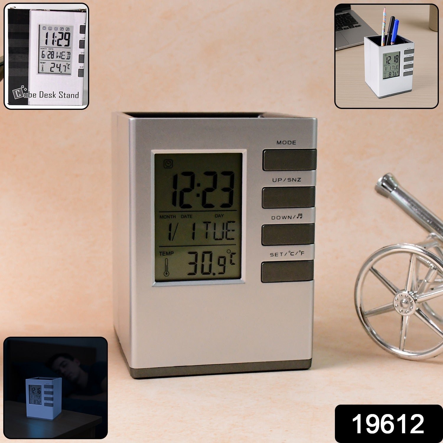 Digital Desk Clock – Multifunction with Pen Holder & Temp Display