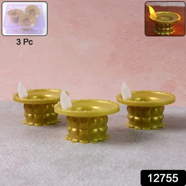 Water Sensor LED Diyas Set – Flameless Golden for Festive Decor