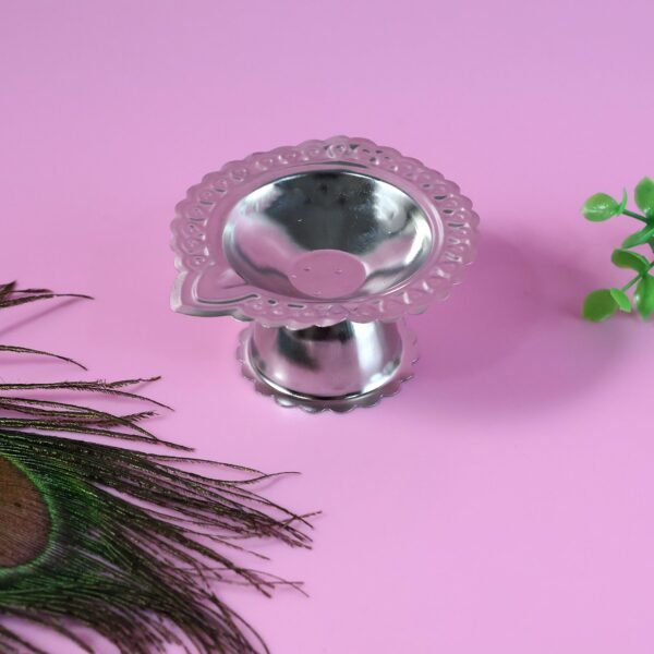 Puja Diya Stand – Stainless Steel Traditional Oil Lamp Holder
