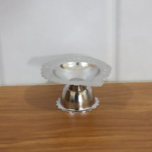 Puja Diya Stand – Stainless Steel Traditional Oil Lamp Holder