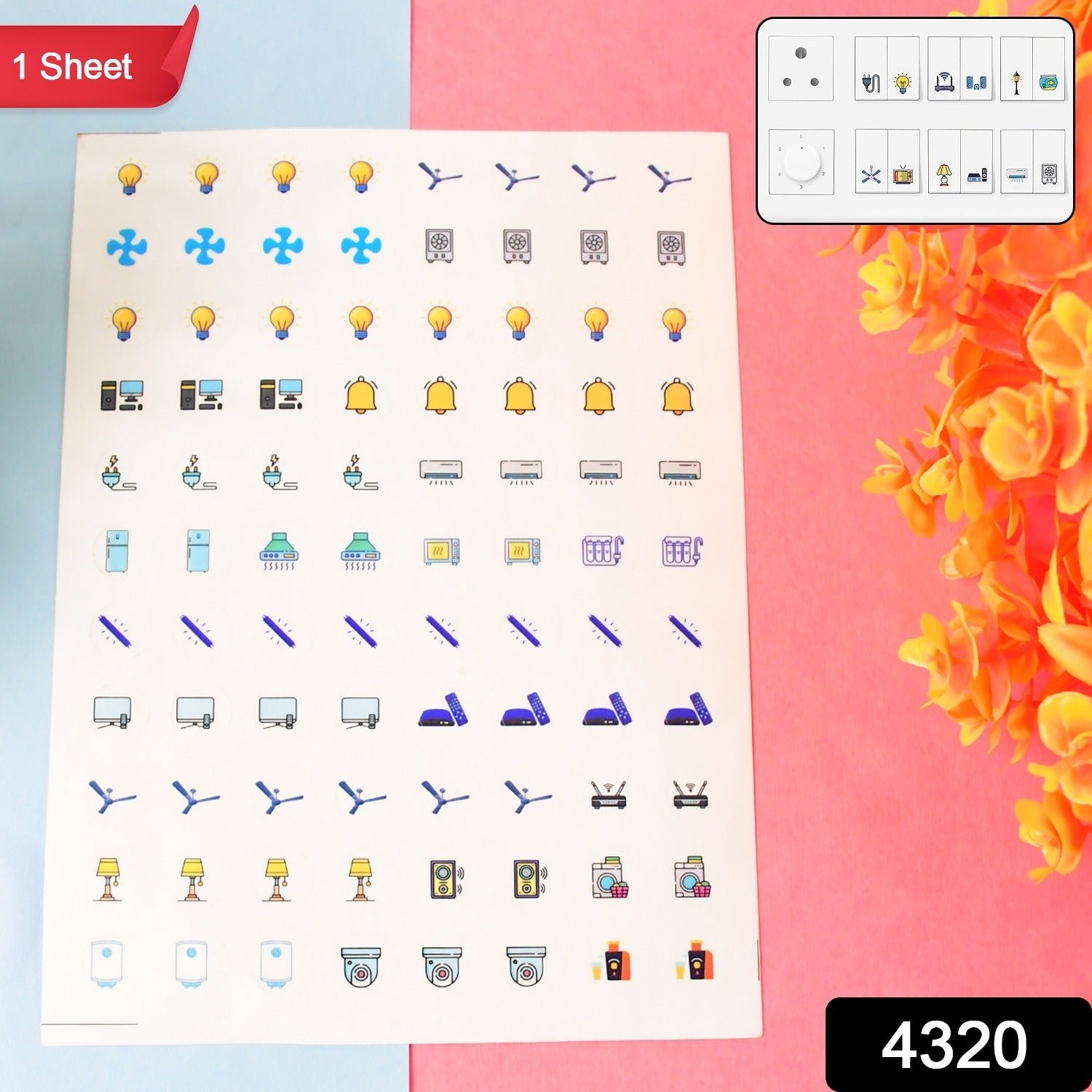 Switch Icon Sticker Sheet – 88 Visual Labels for Easy Switchboard Use