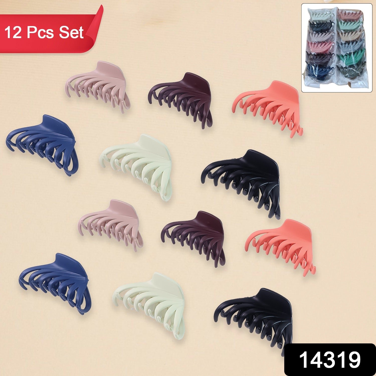 Hair Claw Clips Set – Matte Finish & Strong Grip, 12 Pieces