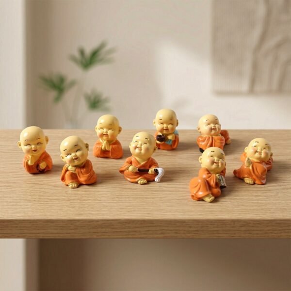 Mini Monk Buddha Idol Set – Serene & Joyful Home Decor