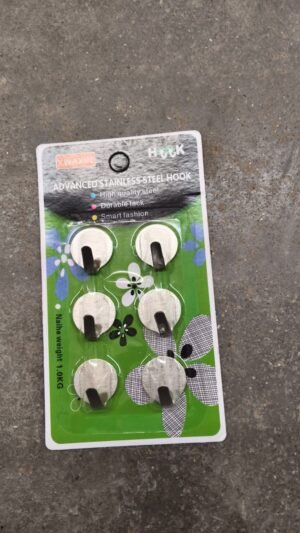 Self Adhesive Wall Hooks – Strong Hold, No Drilling, 6 Pc Set