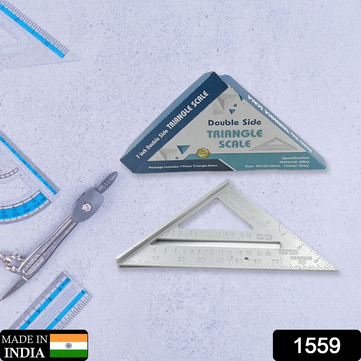 45-Degree Triangle Ruler – 7-Inch Aluminum Rafter Square | BoltForce