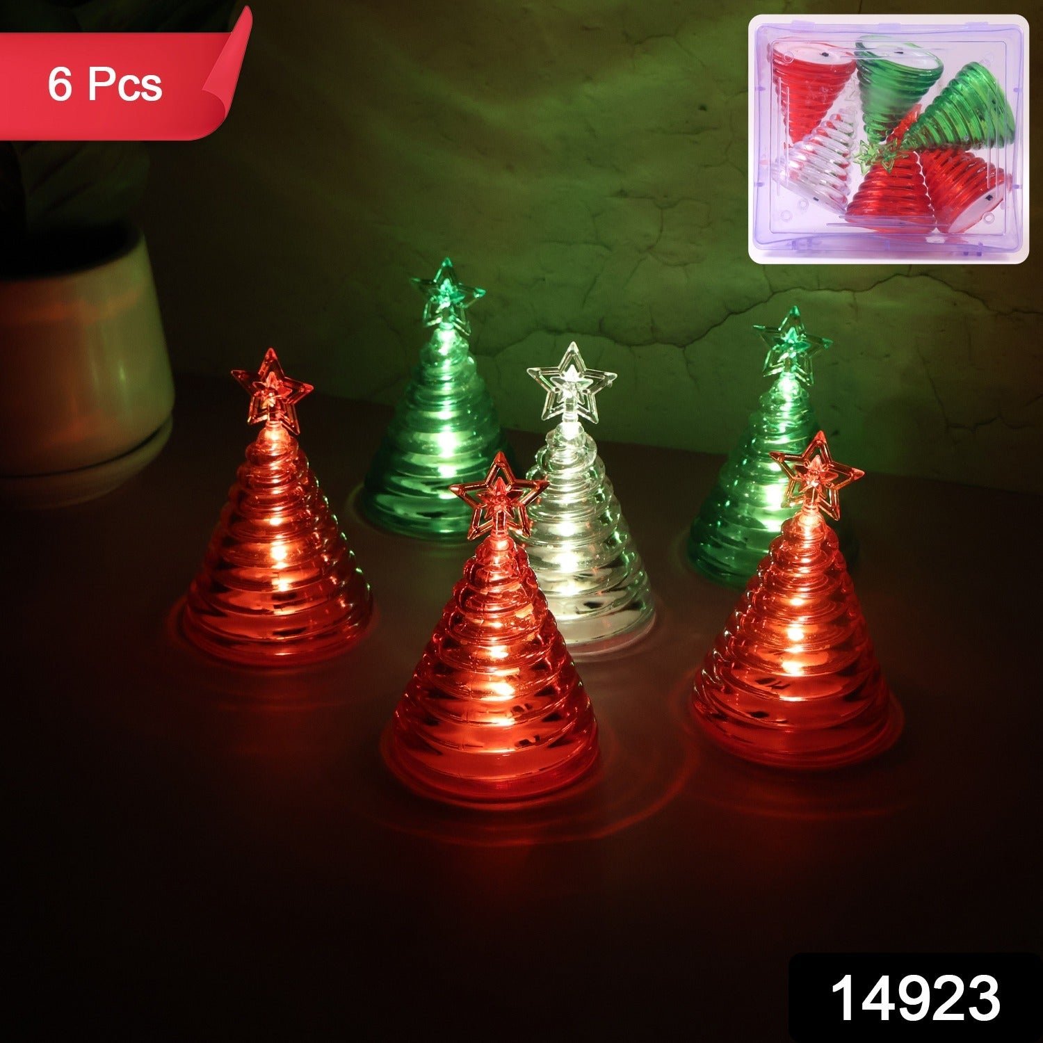 LED Christmas Tree Decorative Lights – Set of 6 Mini Battery Operated Lamps