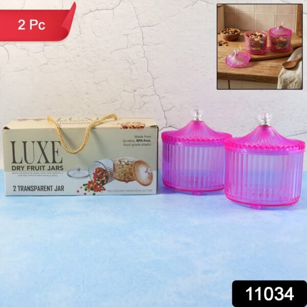 Dry Fruit Storage Jars – Luxury Transparent Plastic Set of 2