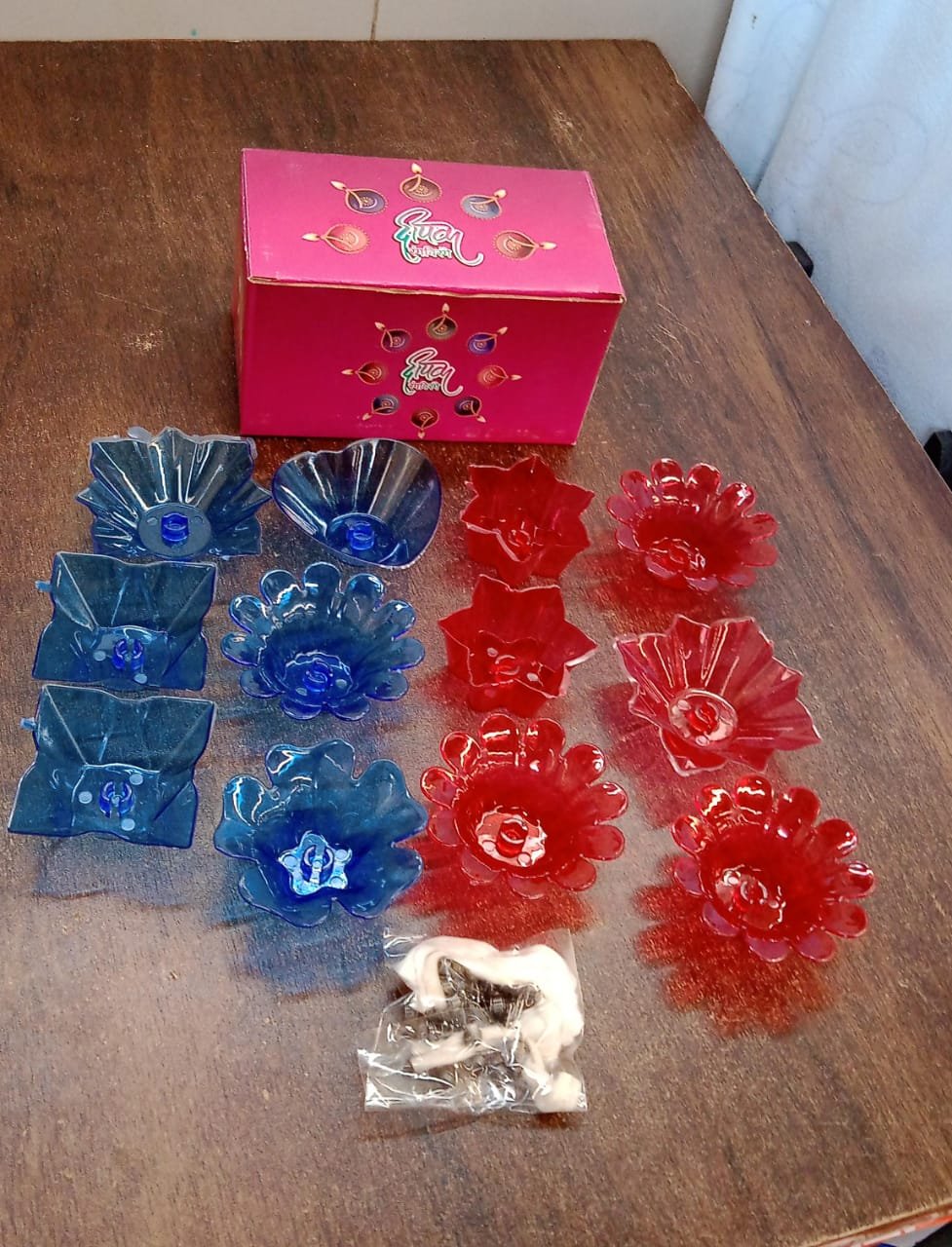 Diwali Diya Set – Multicolor Plastic Candle Holders (12 Pcs) | Indo Glow