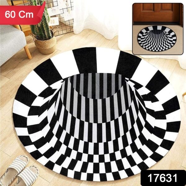 3D Optical Illusion Round Rug – Anti-Skid 60 cm Floor Mat