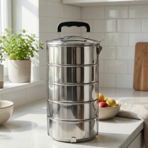 Stainless Steel Lunch Box – 5-Compartment Leakproof Tiffin | Lunchie Bunchie