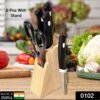 Kitchen Knife Set – 5-Piece Black Set with Wooden Block & Scissors