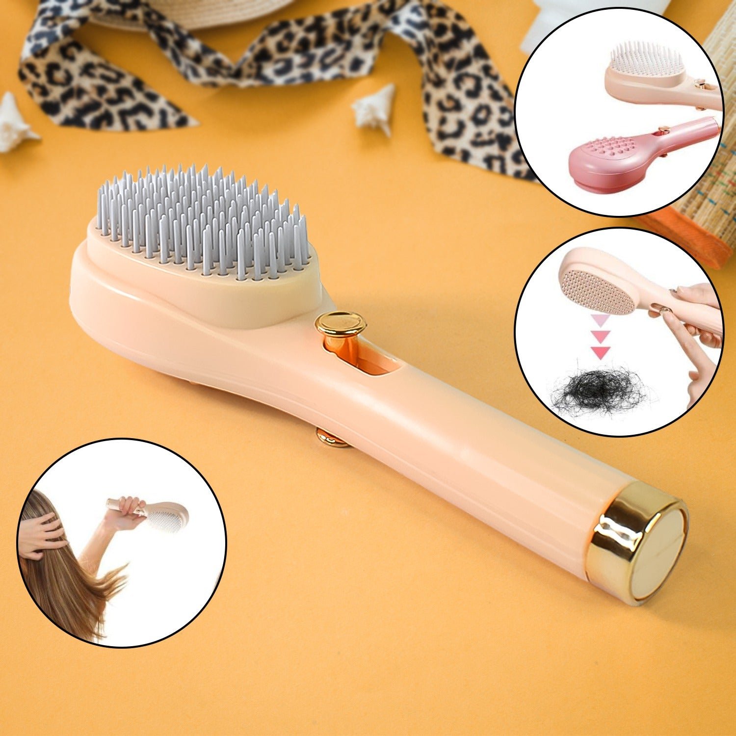 Self-Cleaning Detangling Hairbrush – Anti-Static & Scalp Massage
