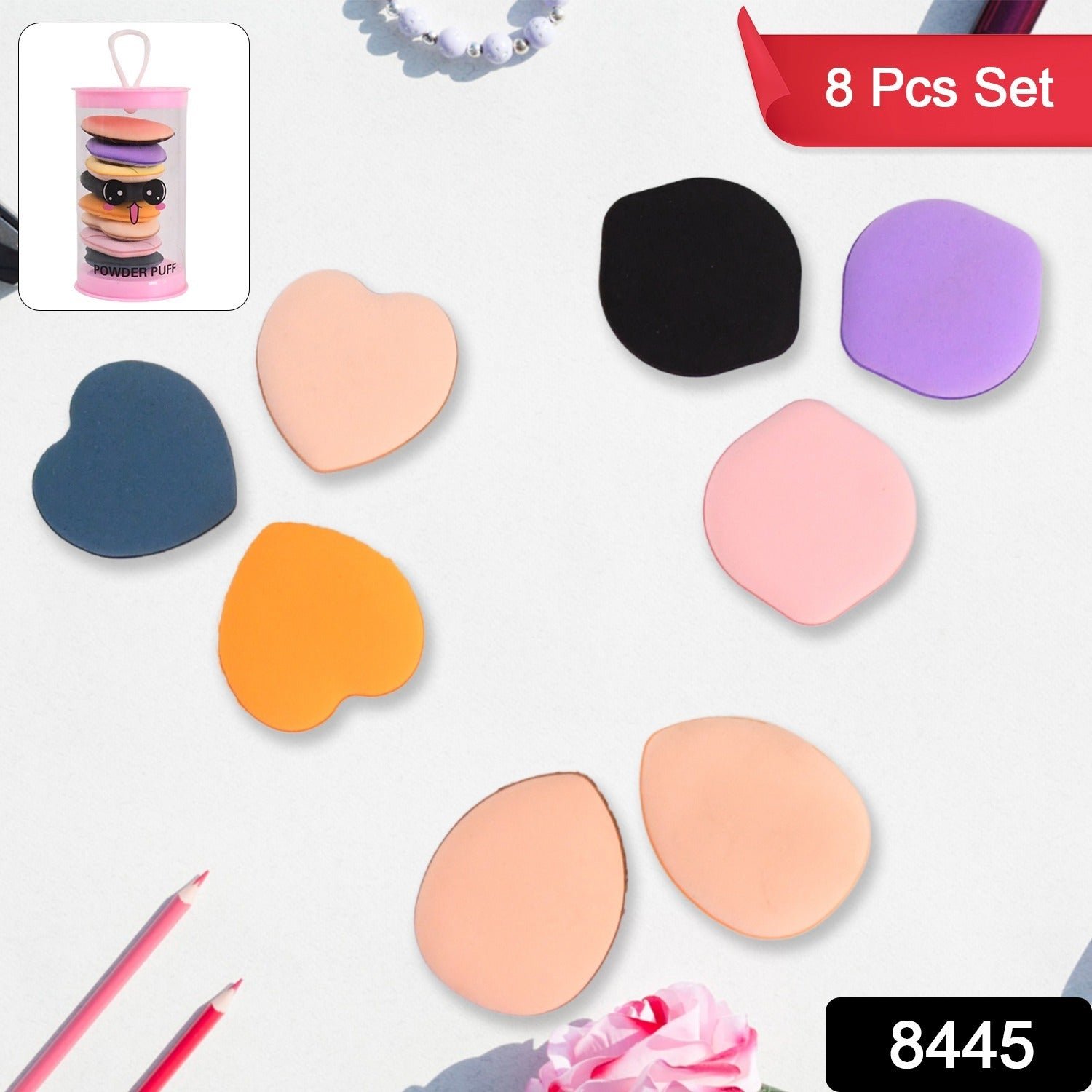 Mini Finger Powder Puff – Soft Makeup Sponges, 8 Pcs Set | BeautyBare