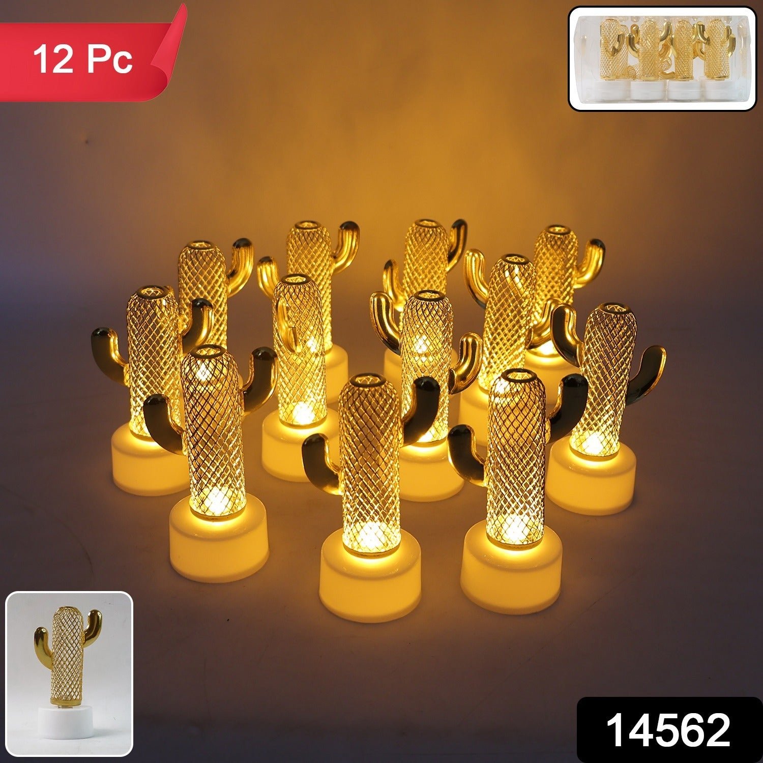 Cactus Shaped Flameless LED Candles – Set of 12 Safe Décor Lights