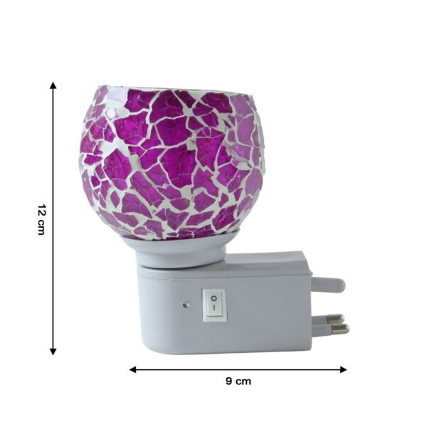 fde9cdee-f41f-483e-b3f8-56fd9b41f1b3 Plug-In Aroma Diffuser Lamp – Purple Mosaic Glass Night Light