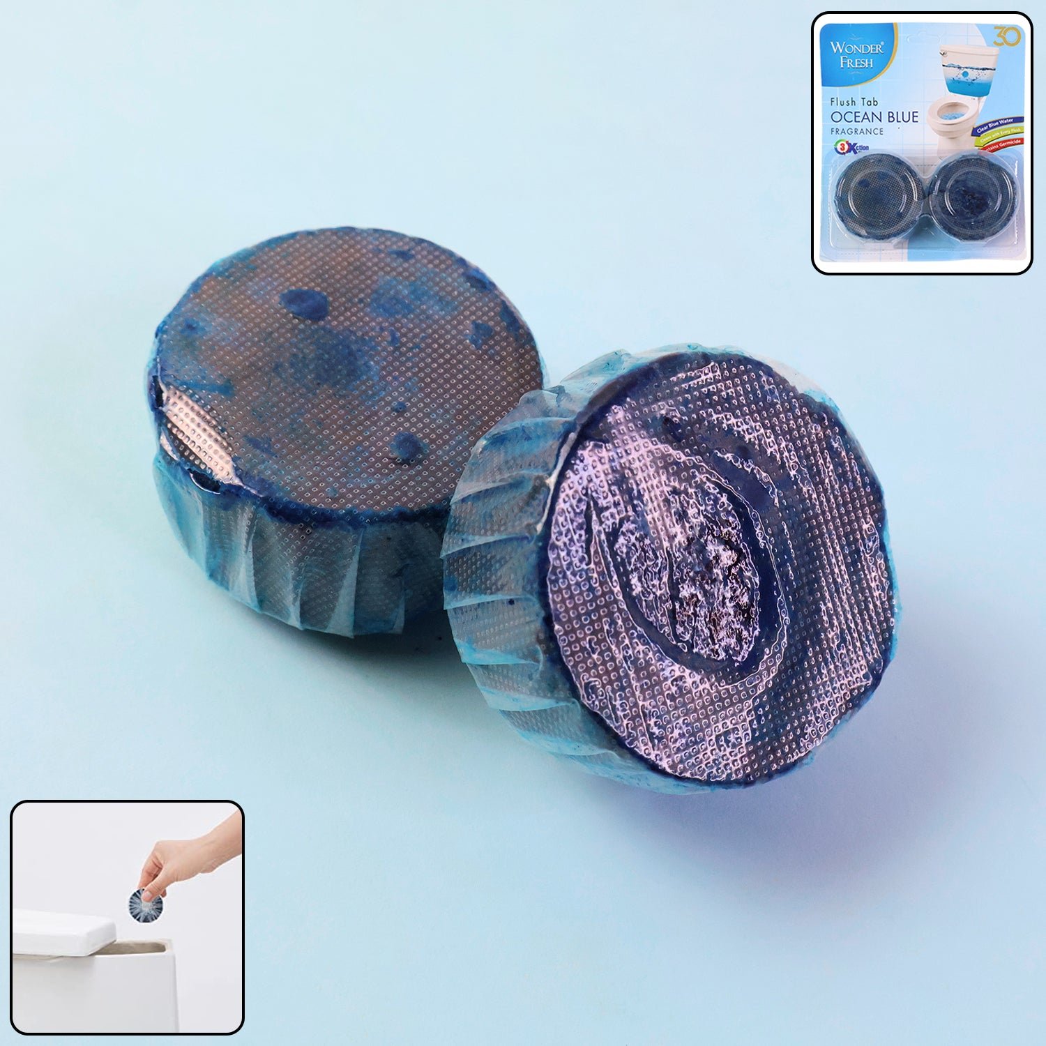 Toilet Cleaner Tabs – Automatic Flush, Ocean Blue | Wonder Fresh