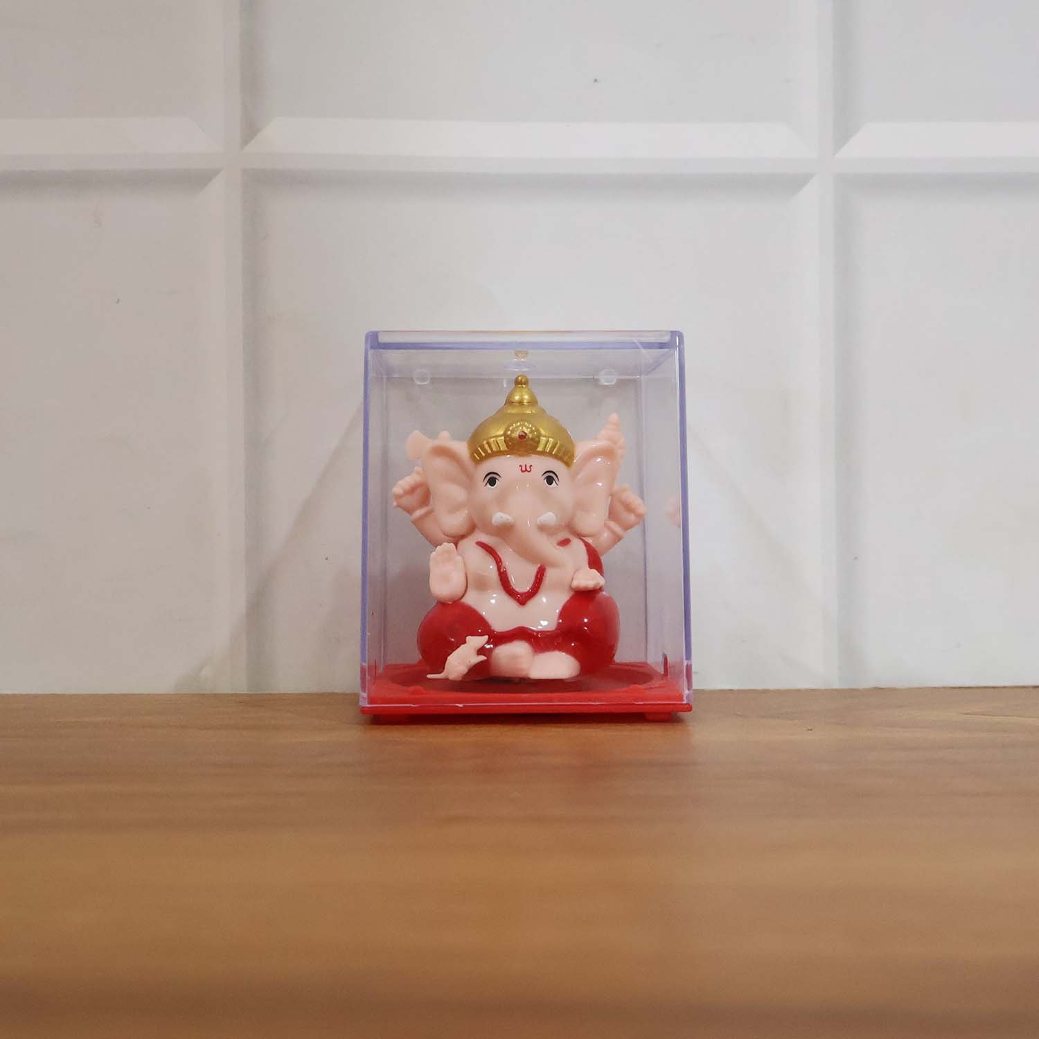 Hand-Moving Small Ganesha Idol – Vibrant Red & Gold Decor