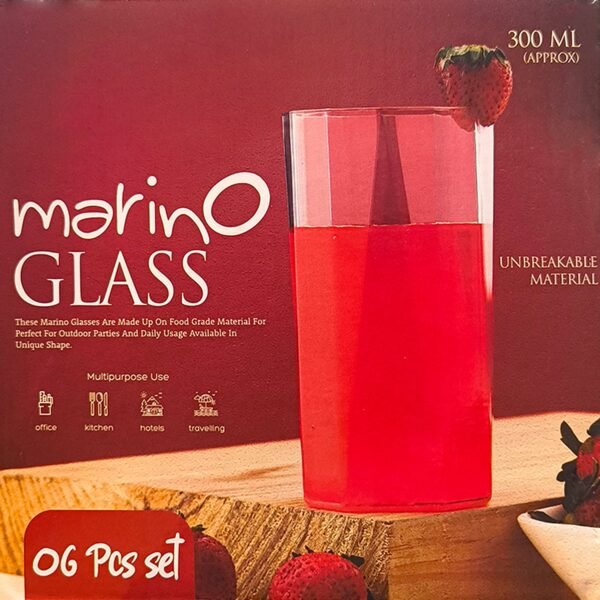 Unbreakable Plastic Drinking Glasses – Set of 6 Clear Tumblers 300ml
