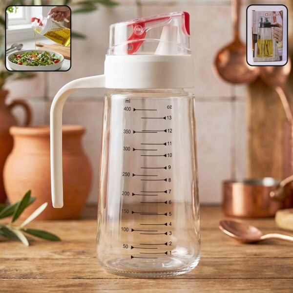 Glass Oil Dispenser Bottle – Auto-Flip Cap & Precise Measurement
